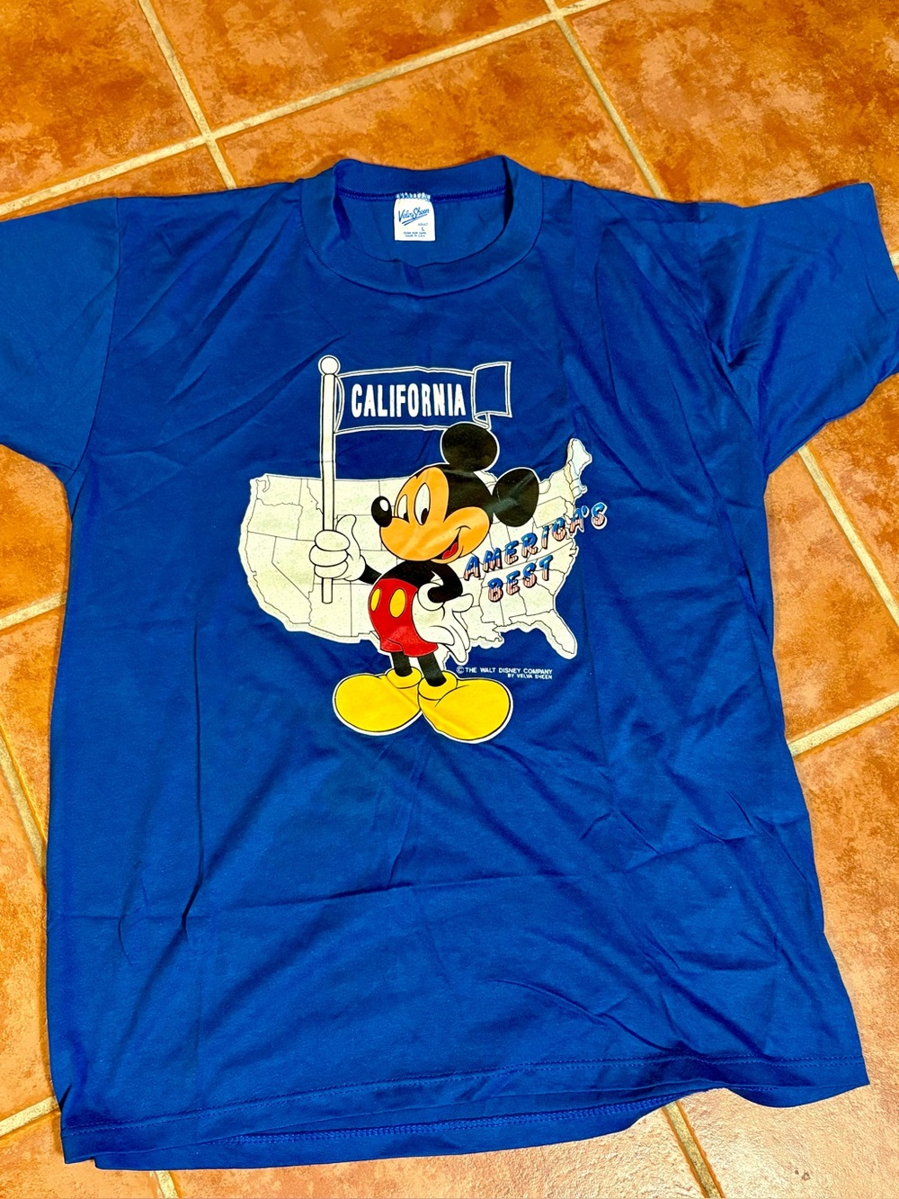 Vintage 80s Mickey Mouse California Graphic Tee - Blue